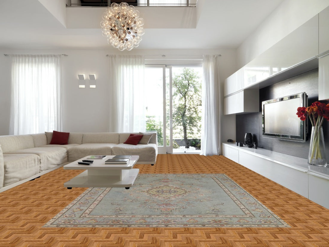 Light Blue Medallion Tabriz Persian Area Rug 10x13