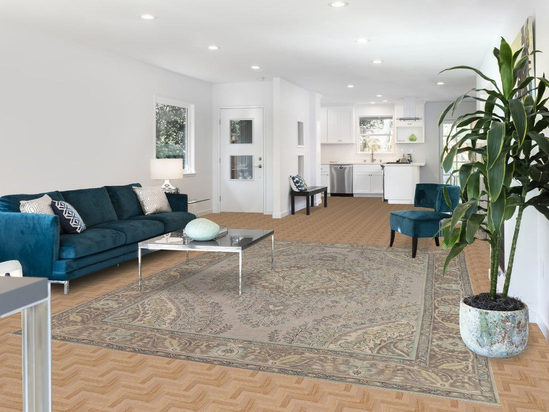 Wool Gray Medallion Tabriz Persian Area Rug 8x11