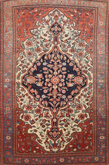 Pre-1900 Antique Vegetable Dye Sarouk Farahan Persian Rug 4x6