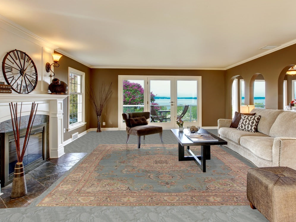 Light Blue Medallion Tabriz Persian Area Rug 9x12