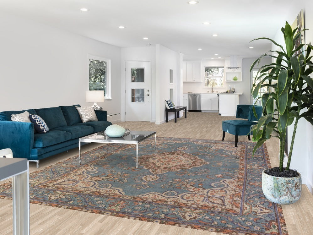 Handmade Blue Tabriz Persian Area Rug 8x11