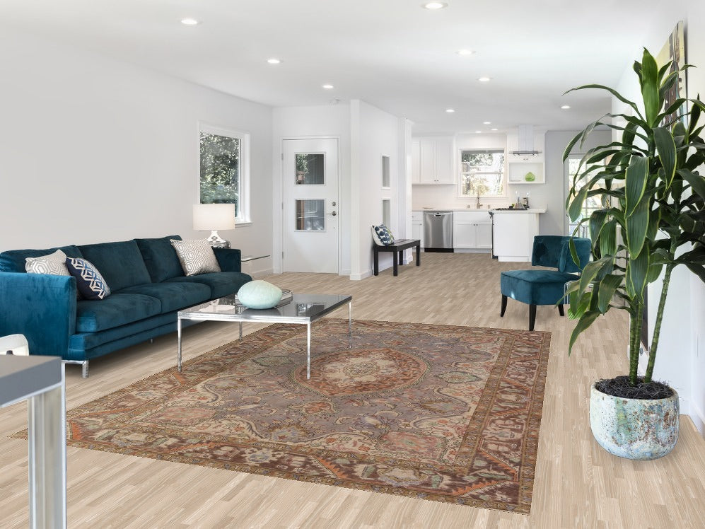 Gray Wool Medallion Tabriz Persian Area Rug 7x9