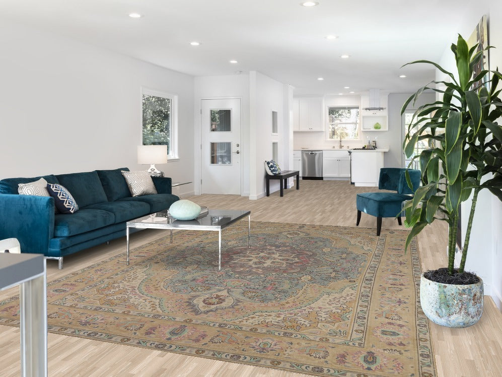 Light Blue Medallion Wool Tabriz Persian Area Rug 8x11