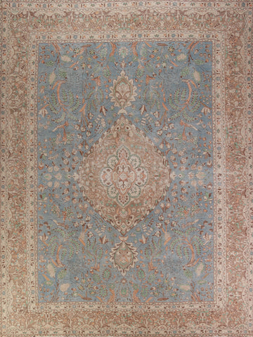 Vintage Blue Tabriz Persian Area Rug 10x13