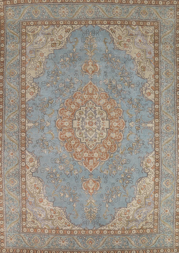 Light Blue Wool Tabriz Persian Area Rug 10x13