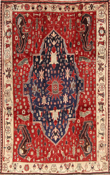 Antique Vegetable Dye 6x10 Kashkoli Shiraz Persian Area Rug