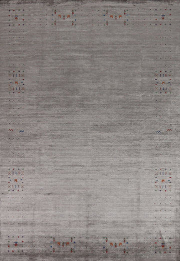 Silver Gray Silk Gabbeh Oriental Area Rug 8x12
