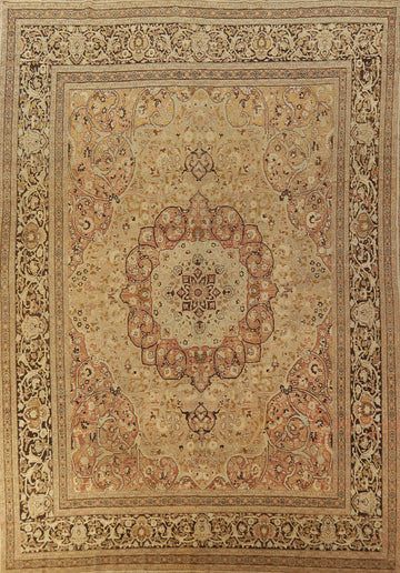 Pre-1900 Vegetable Dye Tabriz Haj jalili Persian Area Rug 9x13