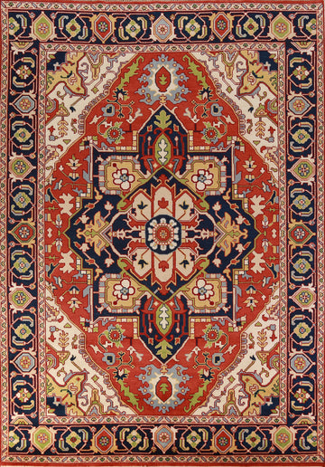 Geometric Wool Heriz Serapi Indian Area Rug 9x12