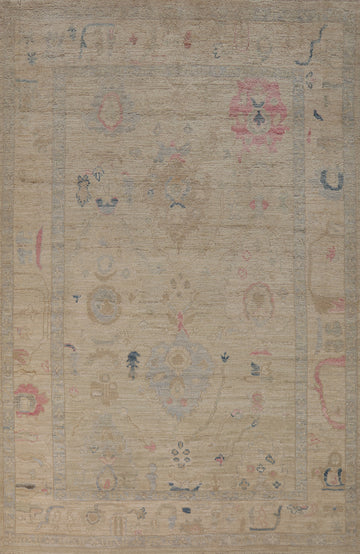 Vegetable Dye Handmade Oushak Turkish Rug 5x7