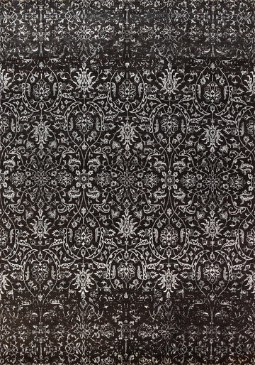 Wool/ Silk Black Art & Craft Oriental Area Rug 9x13