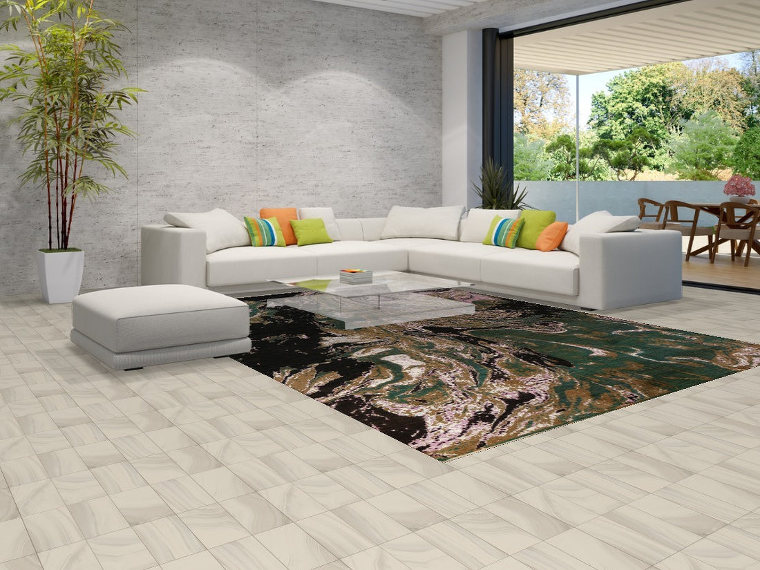 Contemporary Wool Abstract Oriental Area Rug 9x12