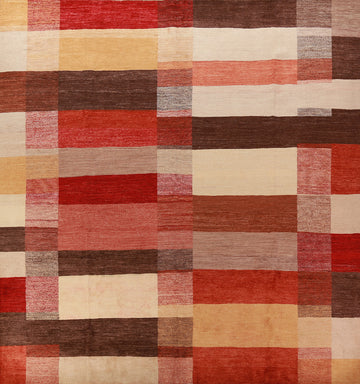 Modern Wool Gabbeh Kashkoli Vegetable Dye Square Rug 11x11