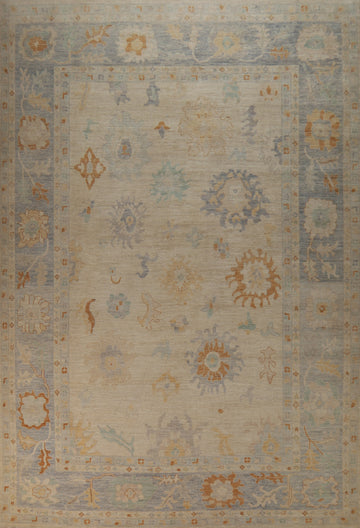 Vegetable Dye Floral Oushak Turkish Large Rug 10x14
