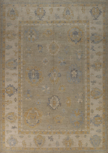 Vegetable Dye Oushak Turkish Area Rug 9x12