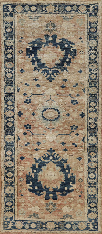 Vegetable Dye Oushak Turkish Runner Rug 3x8