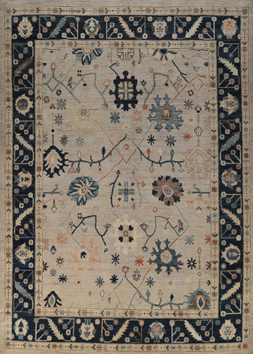 Vegetable Dye Oushak Turkish Area Rug 9x12