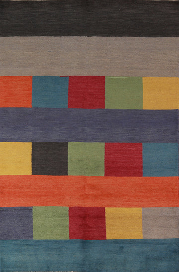 Modern Wool Gabbeh Oriental Area Rug 5x8