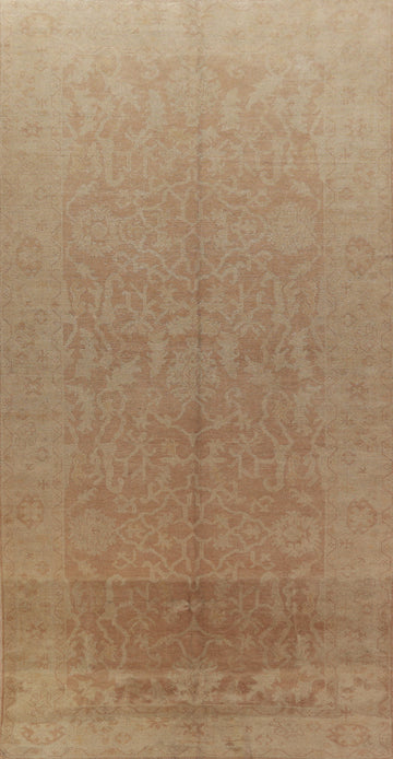 Vegetable Dye Floral Oushak Oriental Large Rug 7x16