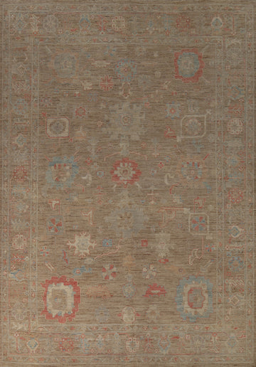 Vegetable Dye Brown Oushak Turkish Area Rug 9x12