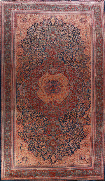 Pree-1900 Antique Sarouk Farahan Vegetable Dye Persian Rug 14x23