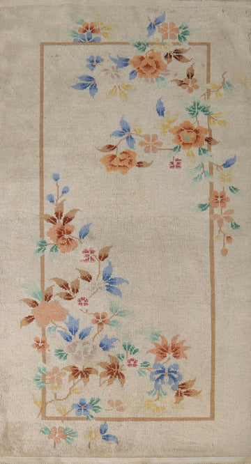 Vegetable Dye Vintage Art Deco Chinese Rug 3x5