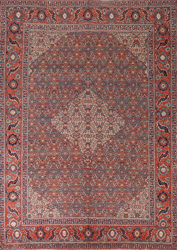 Antique Vegetable Dye Senneh Persian Area Rug 9x12