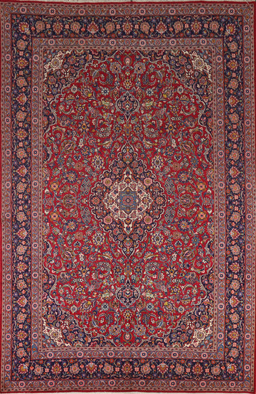 Vegetable Dye Red Kashan Persian Area Rug 7x11