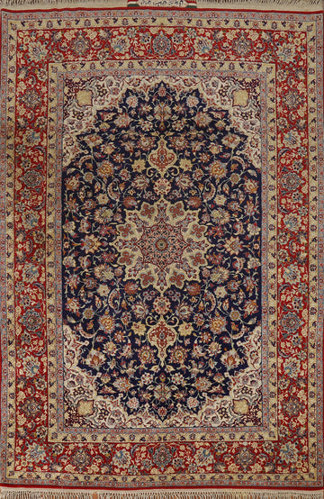 Vegetable Dye Vintage Signed Isfahan Persian Rug 5x7