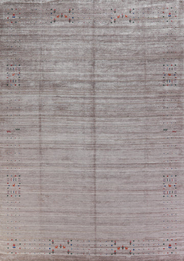 Striped Silk Gabbeh Oriental Area Rug 9x12