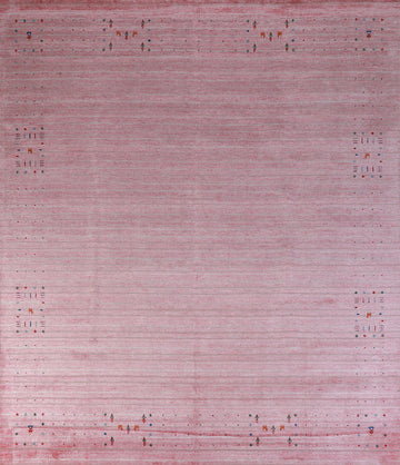 Pink Wool Handmade Gabbeh Square Indian Rug 10x10