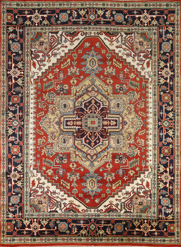 Wool Medallion Heriz Serapi Indian Area Rug 8x10