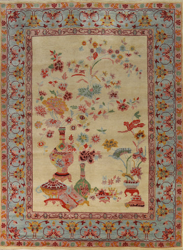 Pictorial Wool Handmade Art Deco Indian Area Rug 8x10