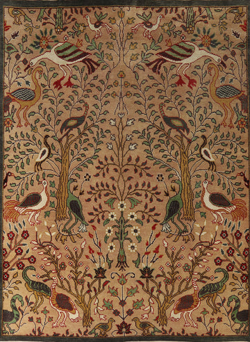 Animals Design Wool Ziegler Area Rug 8x10