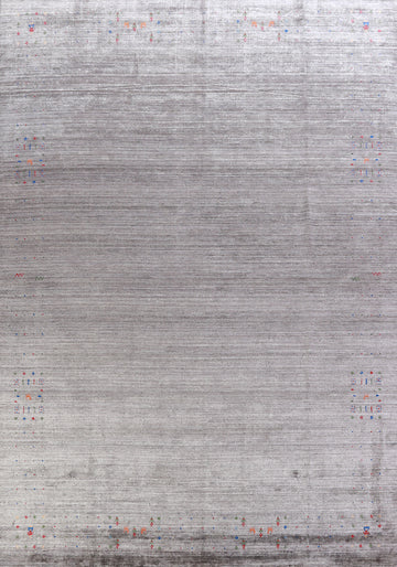 Striped Gray Gabbeh Indian Area Rug 9x12