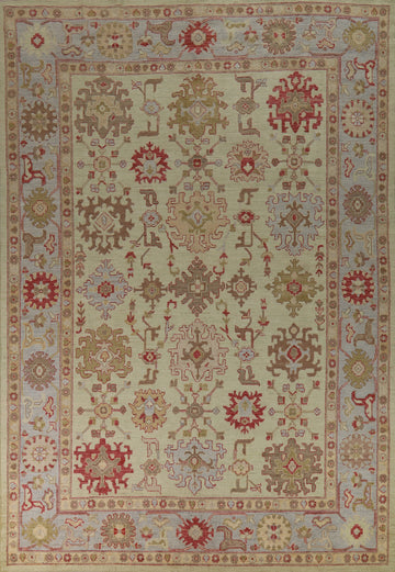 Vegetable Dye Green Oushak Turkish Area Rug 9x12