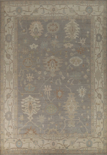 Vegetable Dye Floral Oushak Turkish Area Rug 9x12