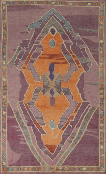 Vegetable Dye Purple Oushak Turkish Rug 4x7
