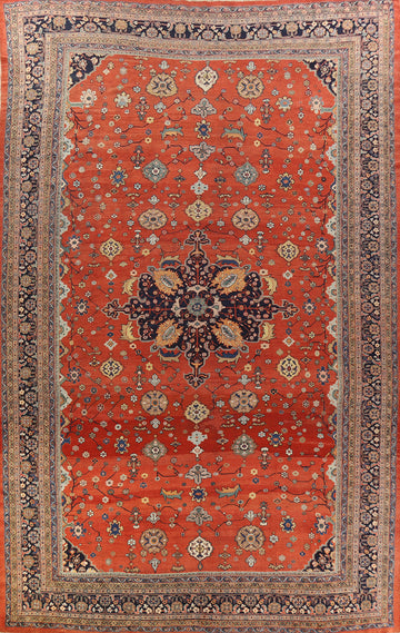 Pre-1900 Vegetable Dye Sultanabad Persian Large Rug 12x18