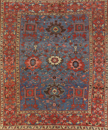 Pre-1900 Vegetable Dye Heriz Bakhshayesh Persian Area Rug 8x8