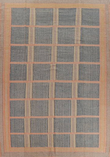 Vegetable Dye Modern Jute Kilim Turkish Area Rug 10x13