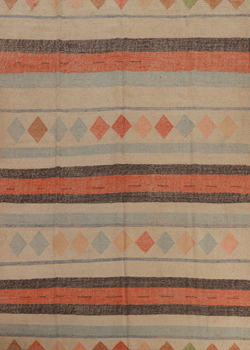 Flat Weave Modern Kilim Vegetable Dye Area Rug 8x10