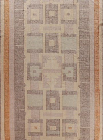 Earth Tone Modern Jute Kilim Turkish Area Rug 10x13
