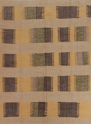 Flat Weave Modern Kilim Vegetable Dye Area Rug 8x10