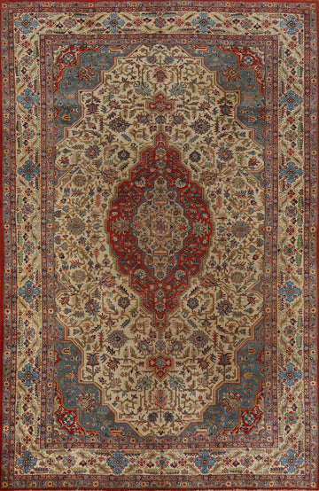 Antique Vegetable Dye Yazd Persian Area Rug 7x11