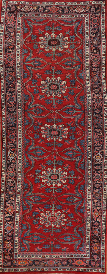 Red Wool Vegetable Dye Bidjar Persian Runner Rug 4x14