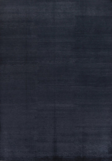 Navy Blue Modern Wool Solid Gabbeh Persian Area Rug 9x12