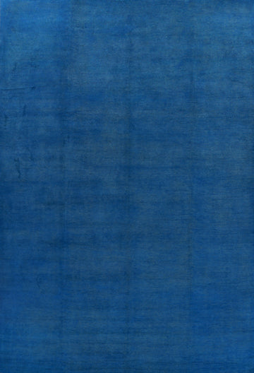 Solid Blue Vegetable Dye Gabbeh Persian Large Rug 10x14