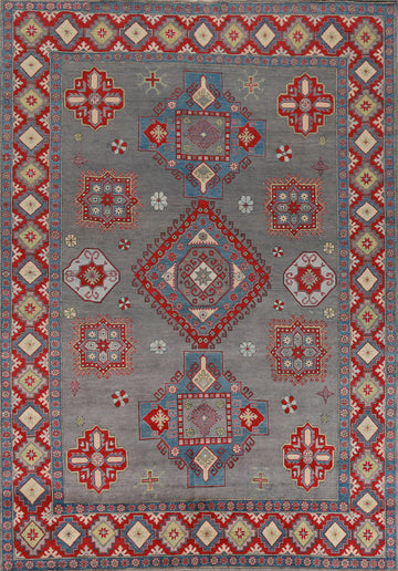 Geometric Wool Kazak Vegetable Dye Area Rug 8x10