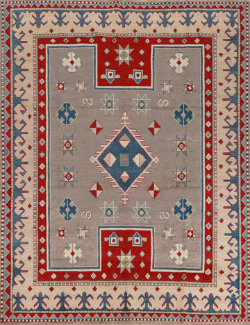 Vegetable Dye Wool Kazak Oriental Area Rug 8x10